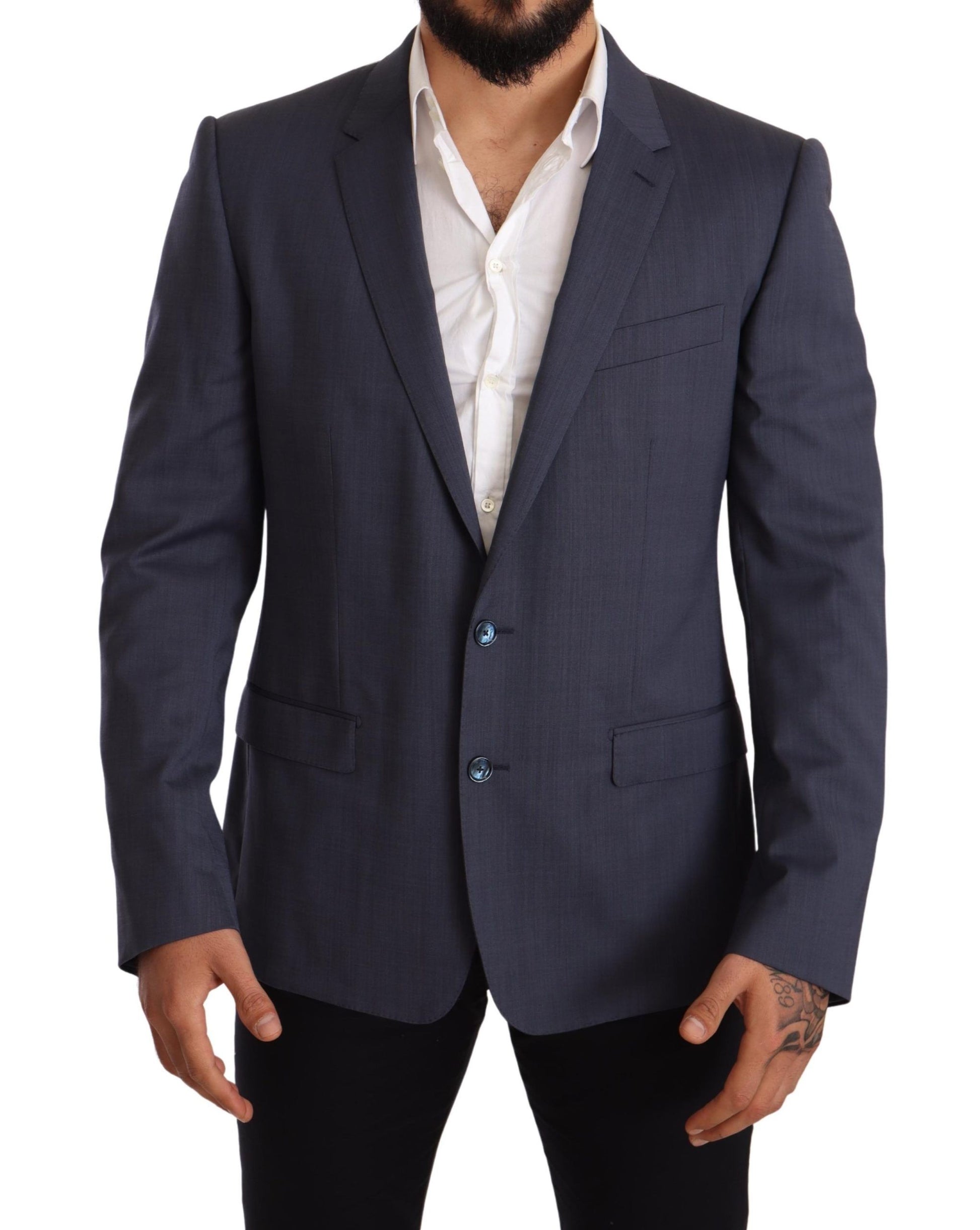 Elegante chaqueta blazer tipo martini de lana azul