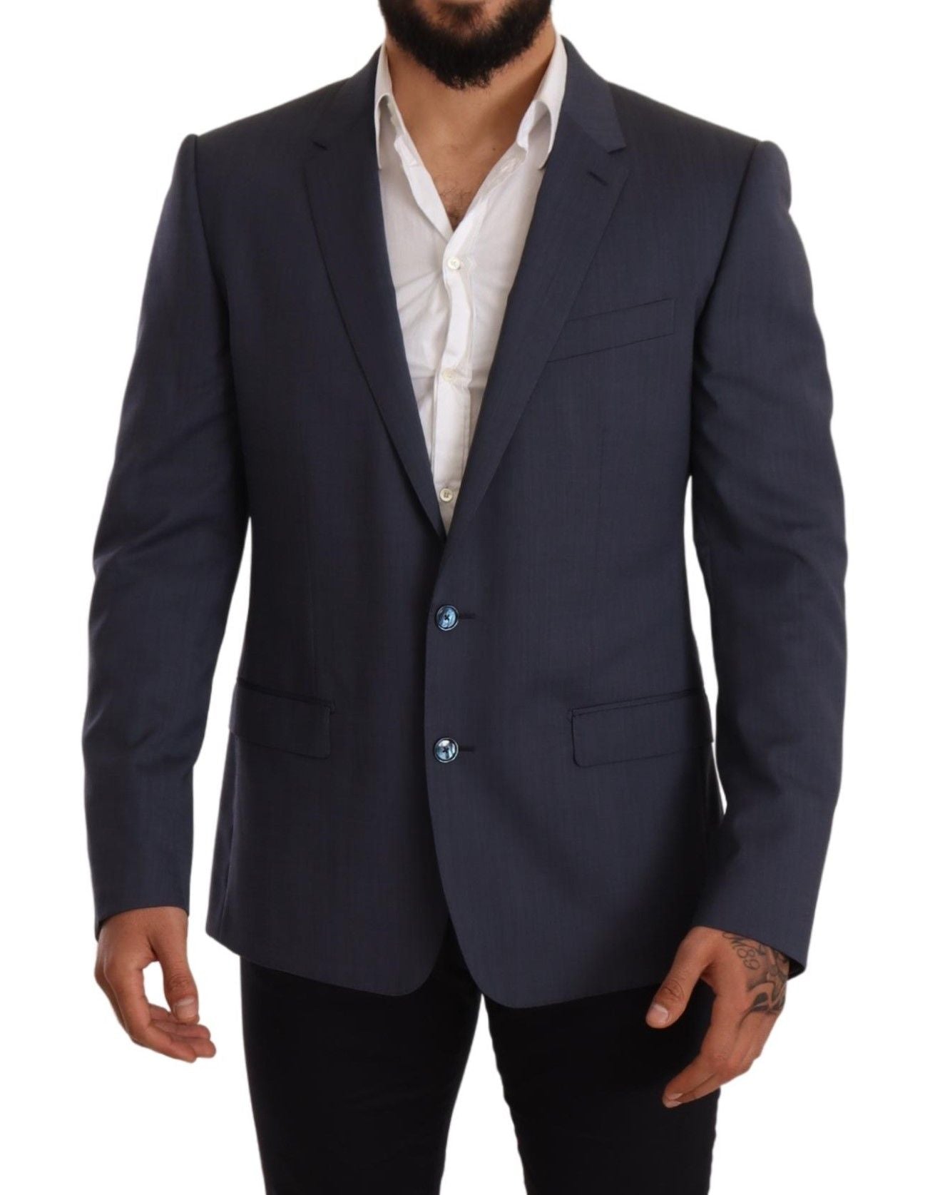 Elegante chaqueta blazer tipo martini de lana azul