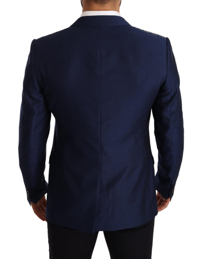 Elegante blazer martini de lana virgen azul