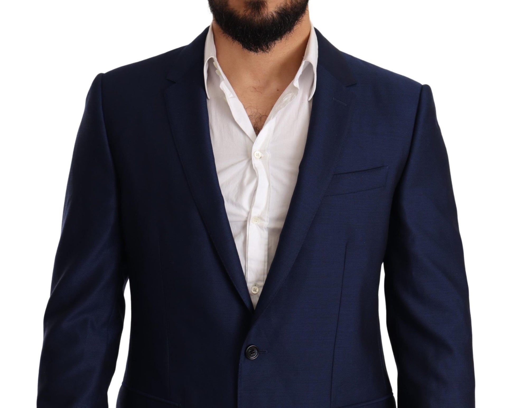 Elegante blazer martini de lana virgen azul