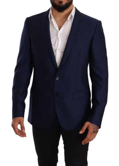 Elegante blazer martini de lana virgen azul