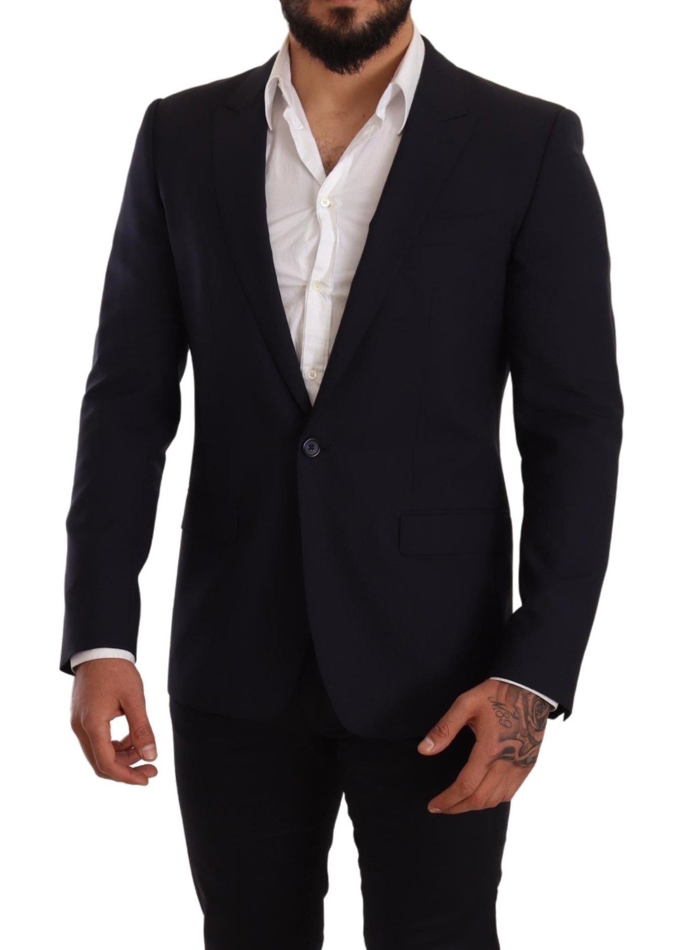 Elegante blazer azul marino de estilo martini de Renowned Tailors