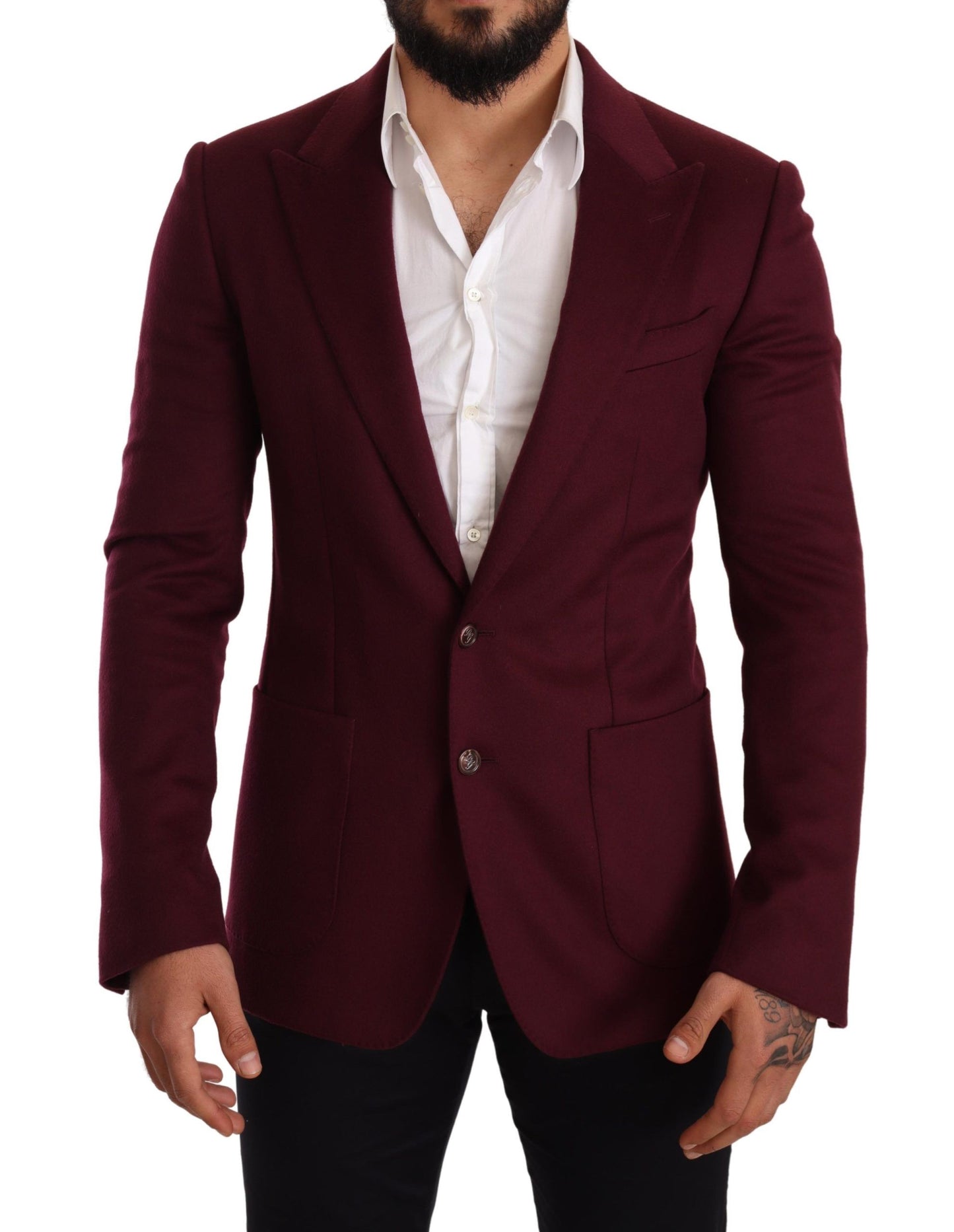 Elegante blazer burdeos de cachemira color granate