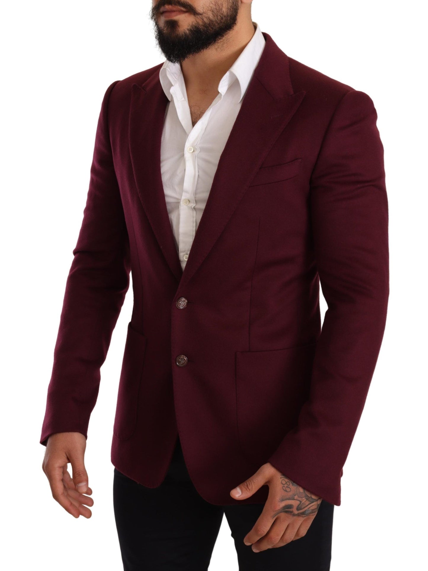 Elegante blazer burdeos de cachemira color granate