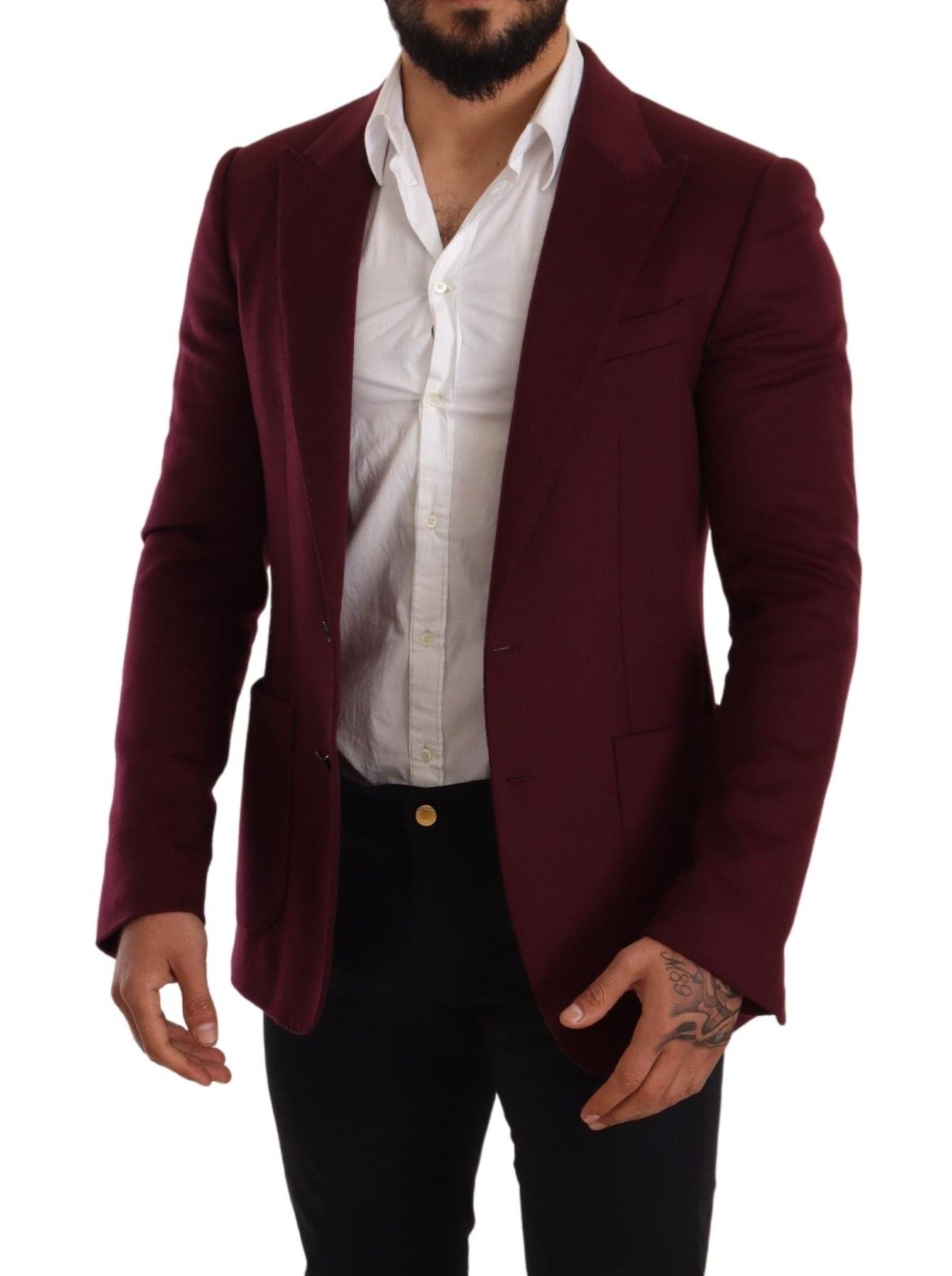 Elegante blazer burdeos de cachemira color granate