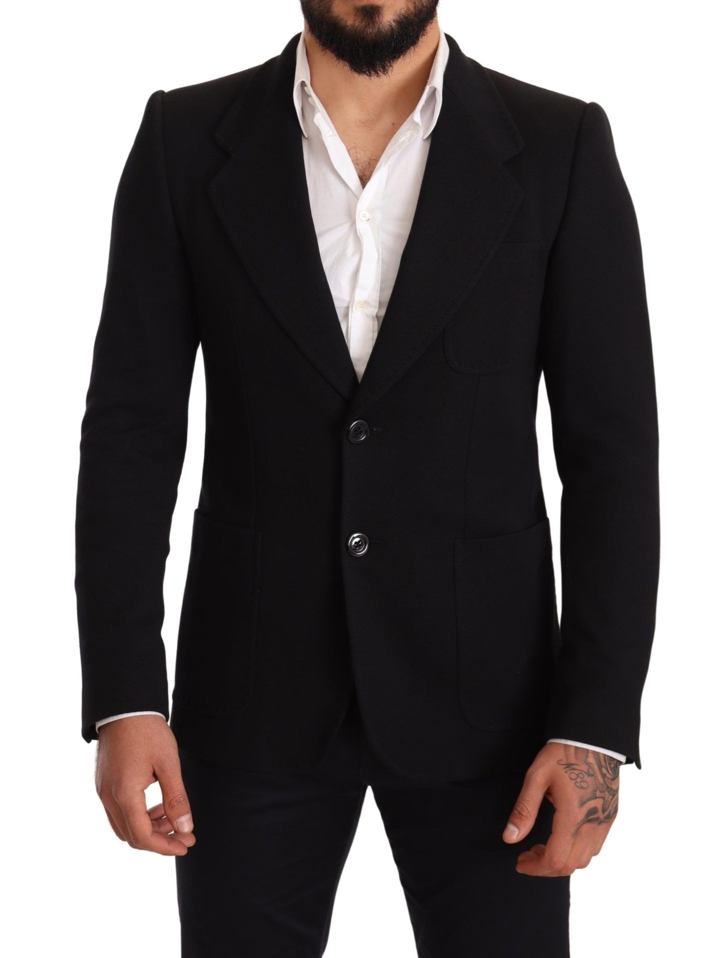 Blazer elegante de algodón negro de corte entallado