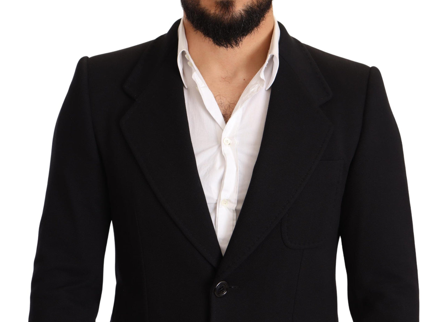 Blazer elegante de algodón negro de corte entallado