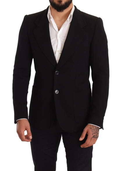 Blazer elegante de algodón negro de corte entallado