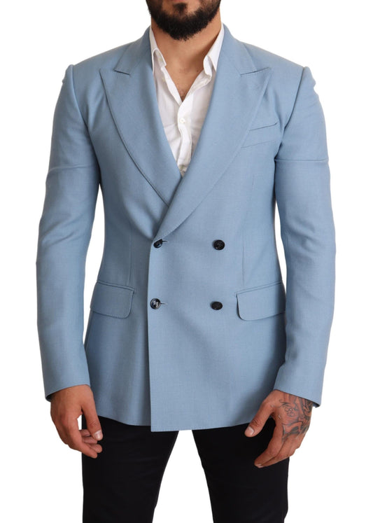 Elegante blazer de seda y cachemira azul para hombre