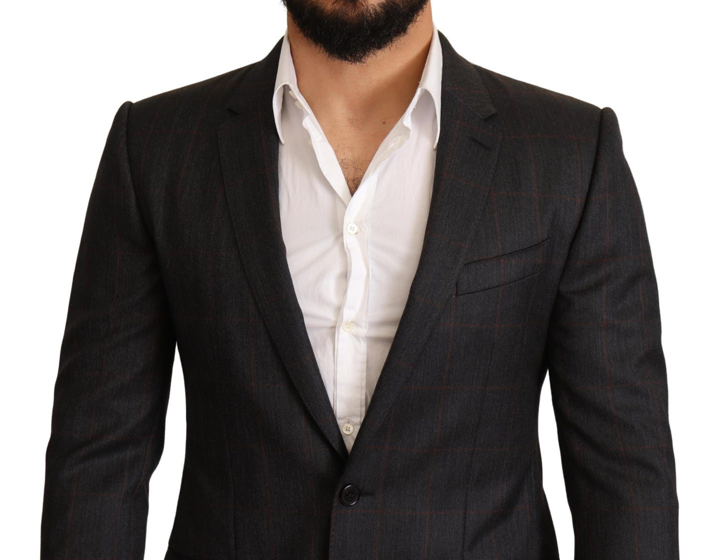 Elegante blazer tipo martini a cuadros grises