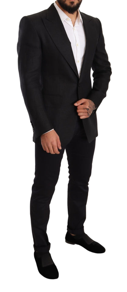 Elegant Slim Fit Black Linen Blazer