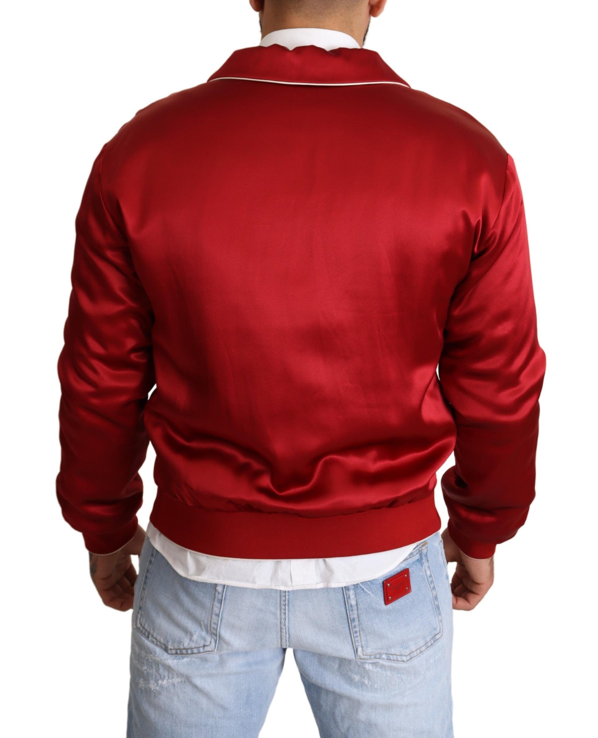 Sumptuous Silk Red Bomber Jacket