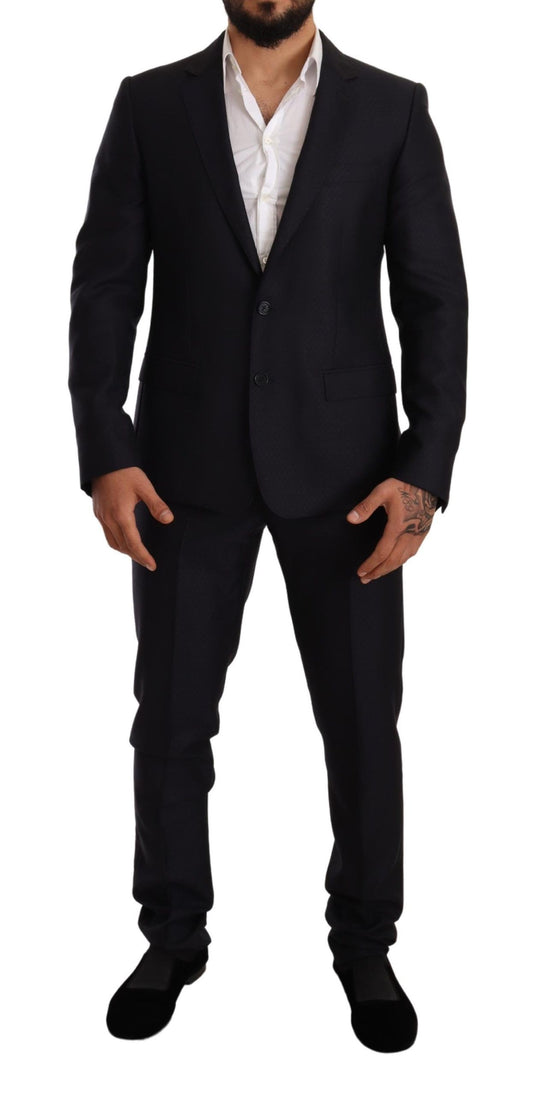 Elegante Traje Slim Fit Jacquard Azul