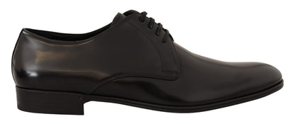 Elegant Black Leather Derby Shoes