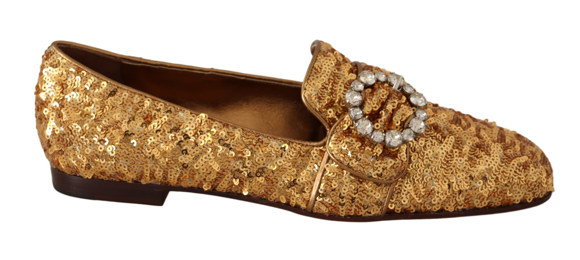 Elegant Gold Sequin Crystal Flats