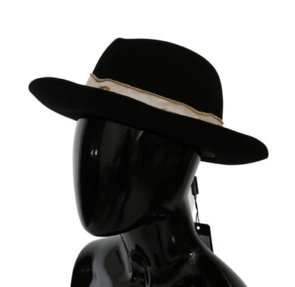 Elegante Sombrero de Panamá Negro Lapin Ala Ancha