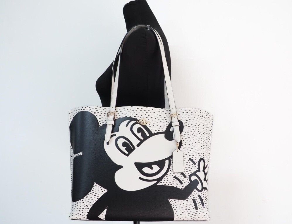 (C6978) Mickey Mouse X Keith Haring Mollie Bolso de hombro grande de piel