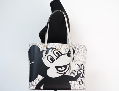 (C6978) Mickey Mouse X Keith Haring Mollie Bolso de hombro grande de piel