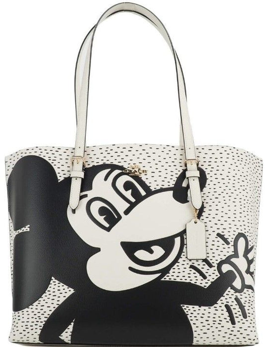 (C6978) Bolso de hombro grande de cuero Mollie de Mickey Mouse x Keith Haring