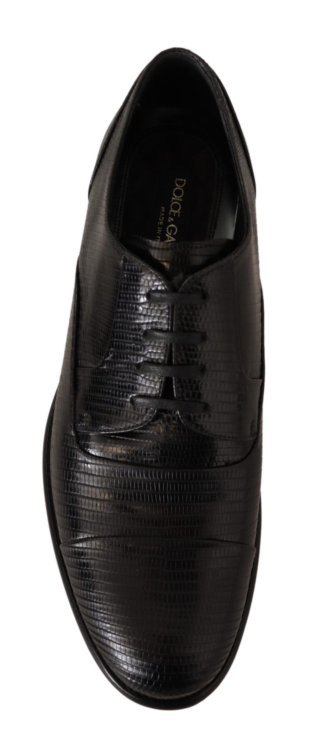 Elegant Black Lizard Skin Derby Shoes