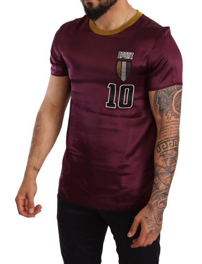 Elegante camiseta de manga corta de seda morada