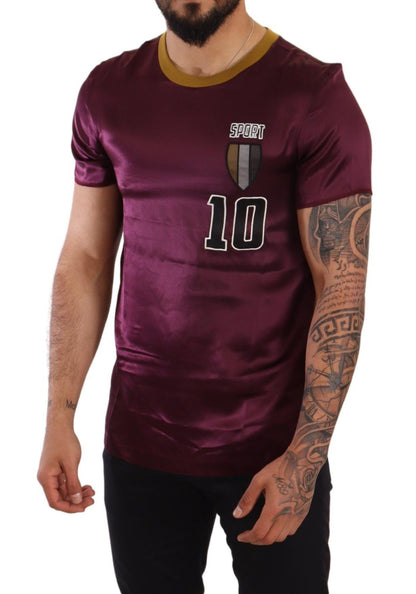 Elegante camiseta de manga corta de seda morada