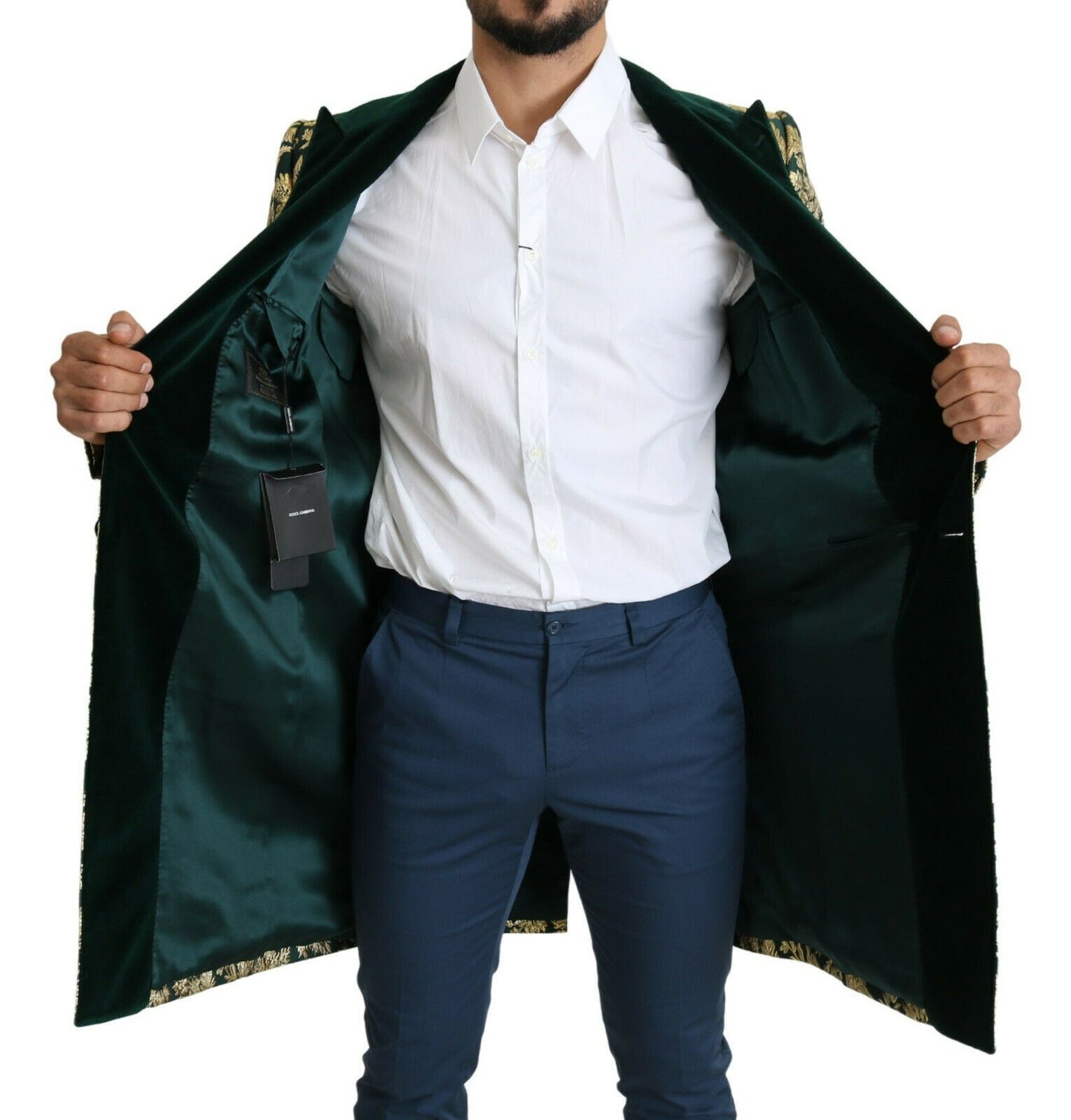 Elegant Gold Green Jacquard Sicilia Jacket