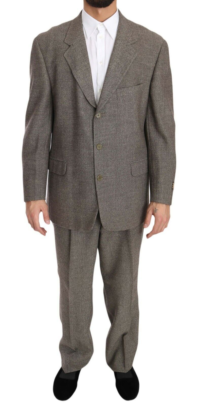 Traje elegante de lana marrón claro para hombre