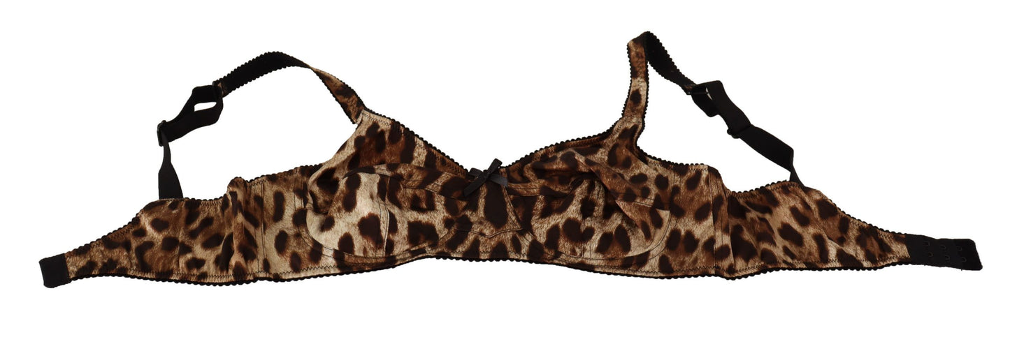 Elegant Silk Leopard Print Bra