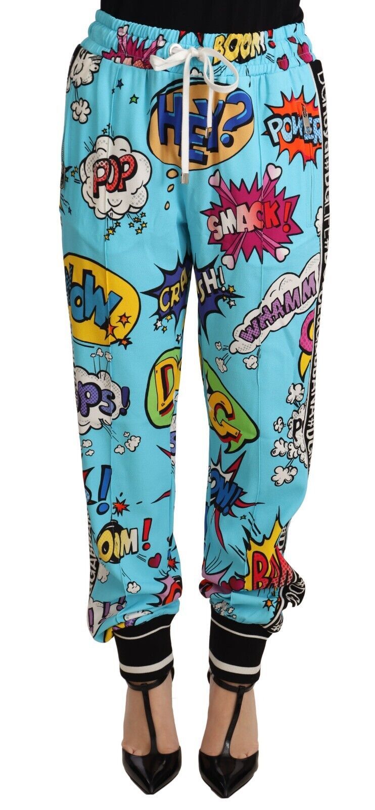 Chic Cartoon Print Knitted Jogger Pants