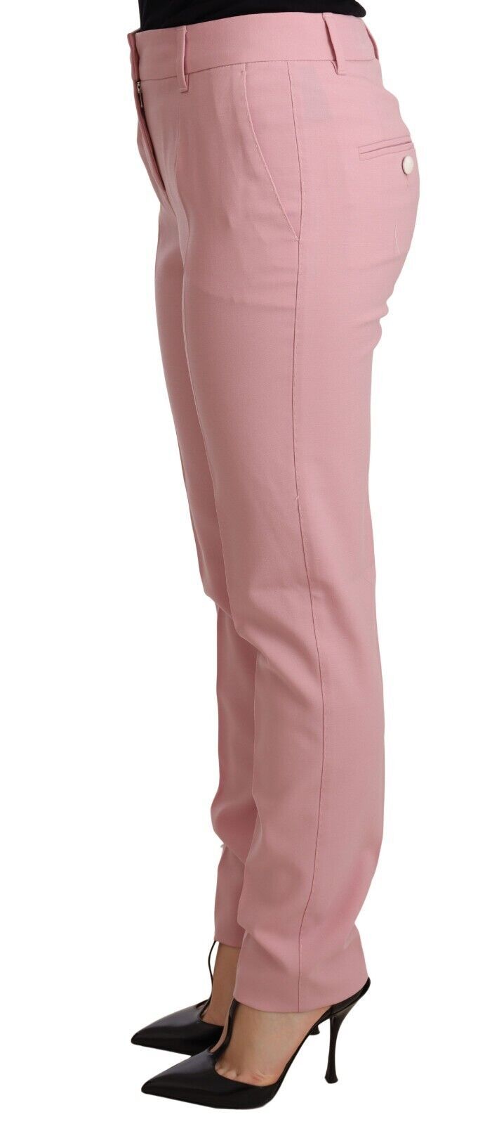 Elegante pantalón de lana cónico rosa