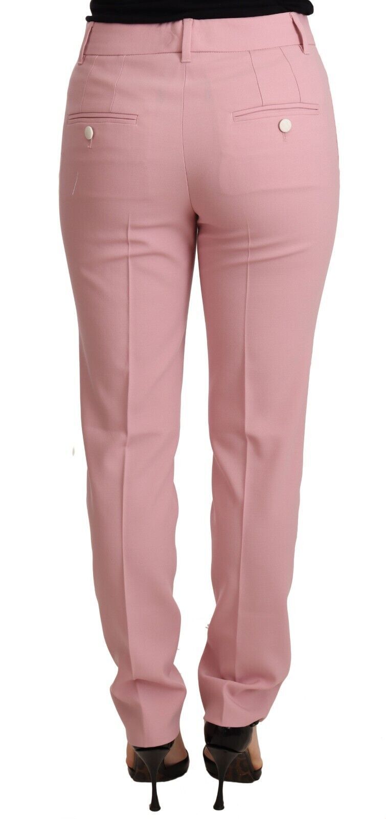 Elegante pantalón de lana cónico rosa