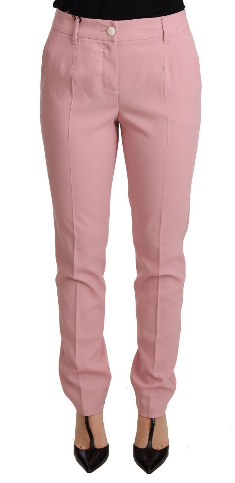 Elegante pantalón de lana cónico rosa