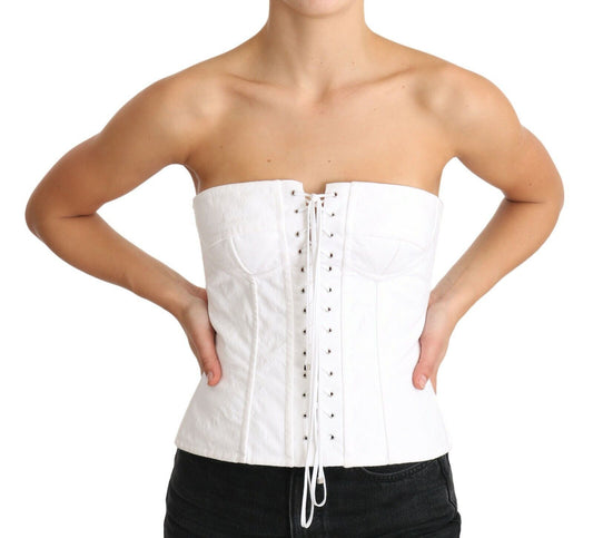 Elegante top blanco sin tirantes