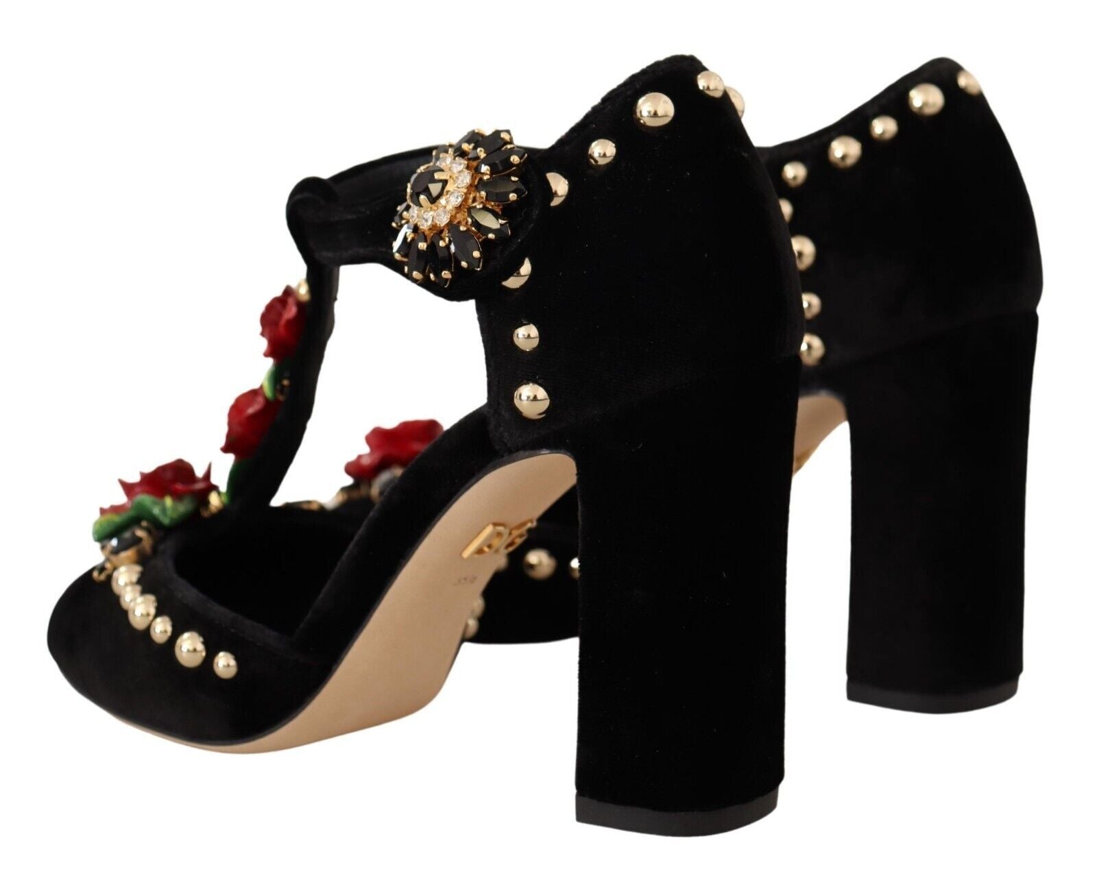 Elegantes zapatos Mary Jane de terciopelo con tiras en T