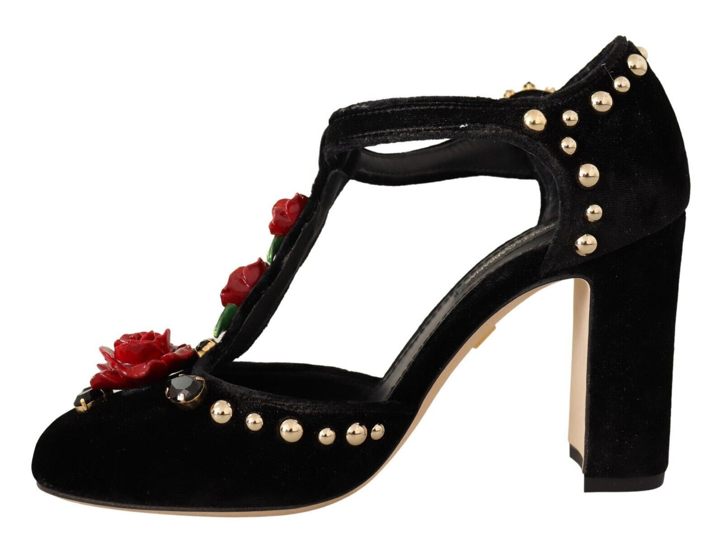 Elegantes zapatos Mary Jane de terciopelo con tiras en T