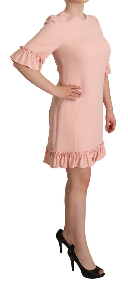 Ruffled Sleeve Sheath Dress in Pink