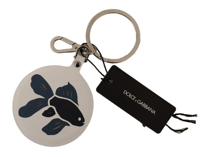 Chic White Leather Keychain