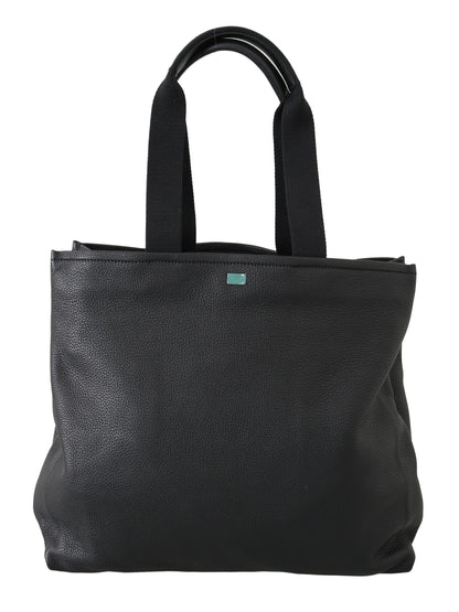 Elegante bolso de mano de cuero negro para hombre