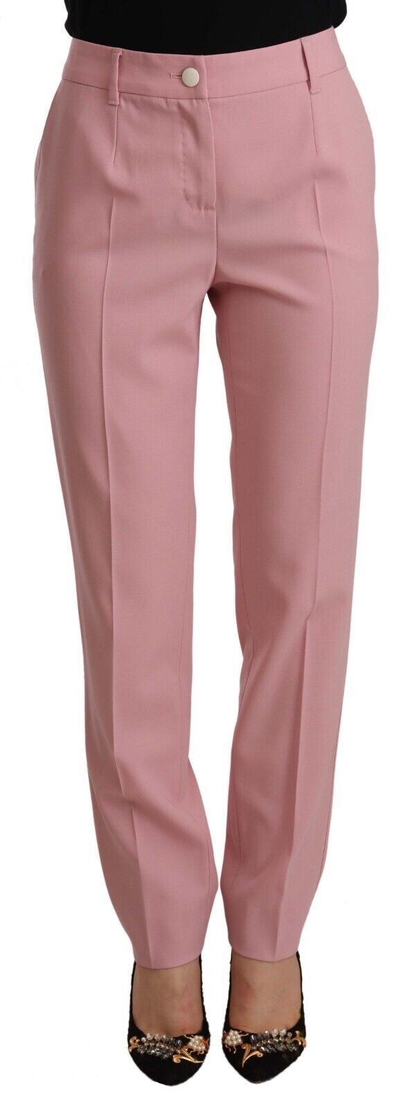 Elegante pantalón rosa de cintura alta