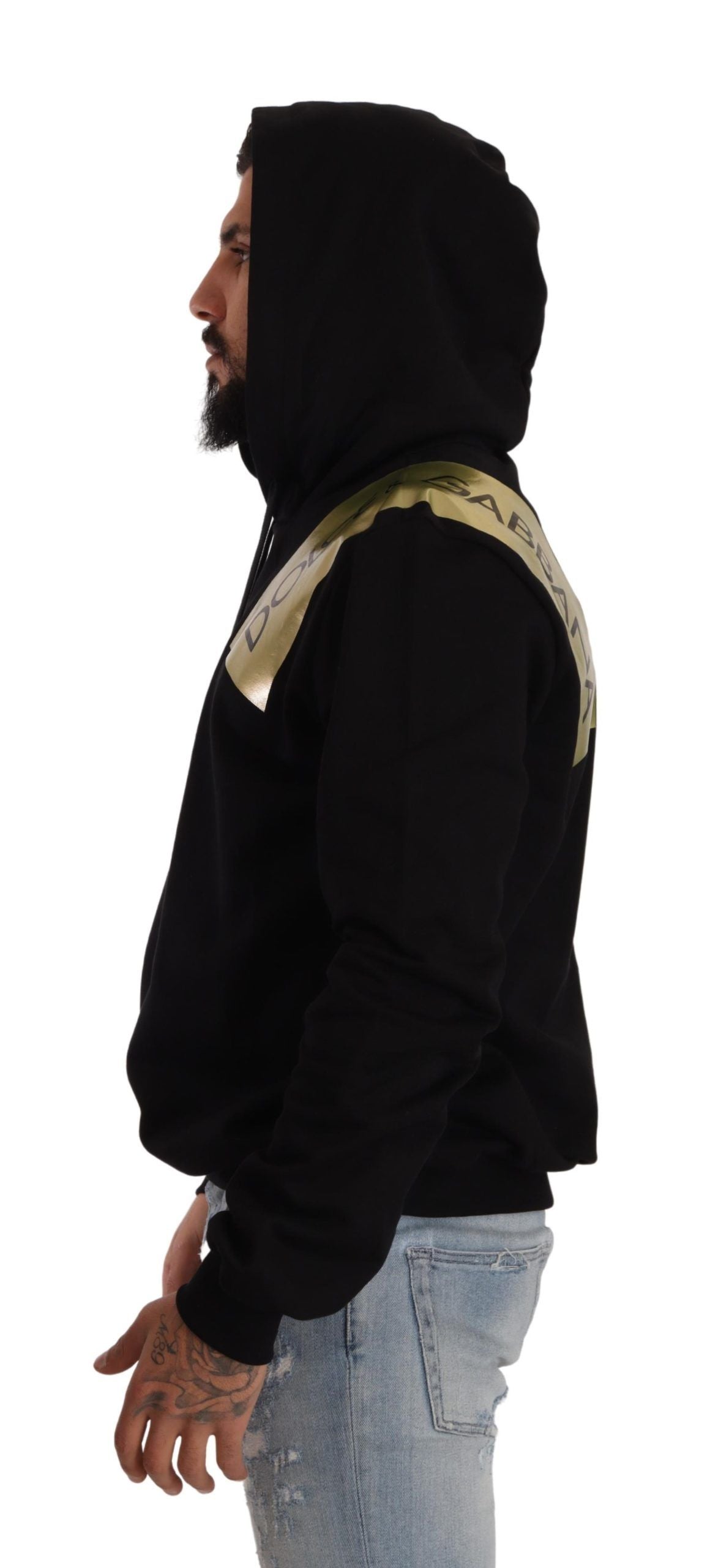 Elevate Your Style with a Black Golden-Logo Pullover