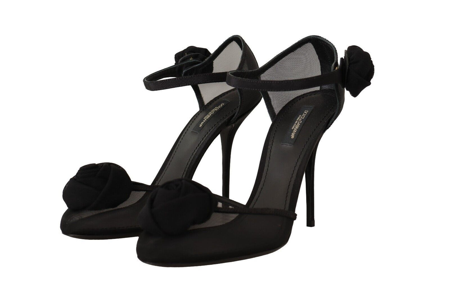 Elegantes zapatos de tacón de malla negra