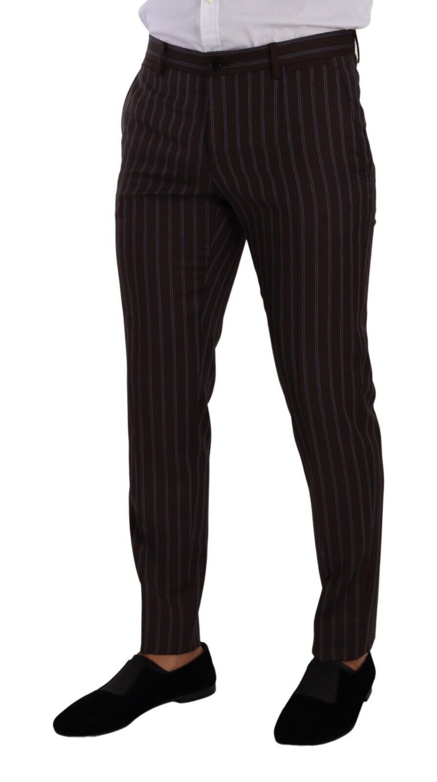 Elegant Maroon Striped Slim Fit Suit