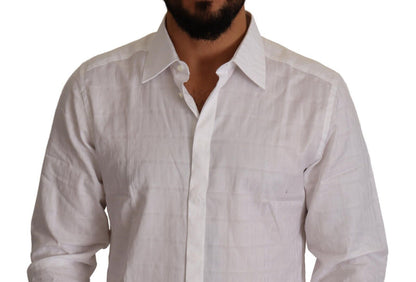 Camisa elegante de algodón blanca de corte ajustado