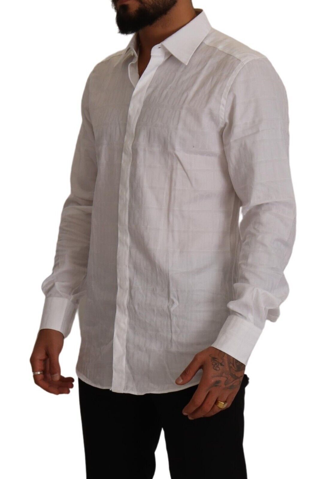 Camisa elegante de algodón blanca de corte ajustado