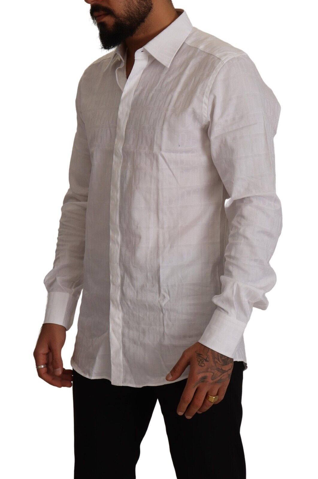 Camisa elegante de algodón blanca de corte ajustado