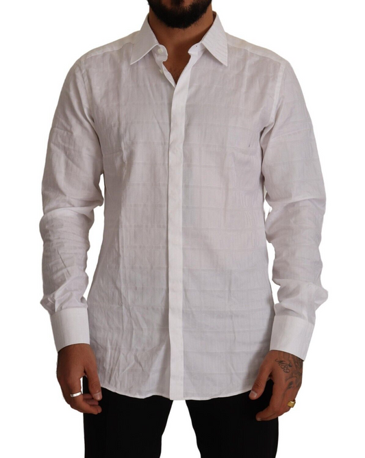 Camisa elegante de algodón blanca de corte ajustado