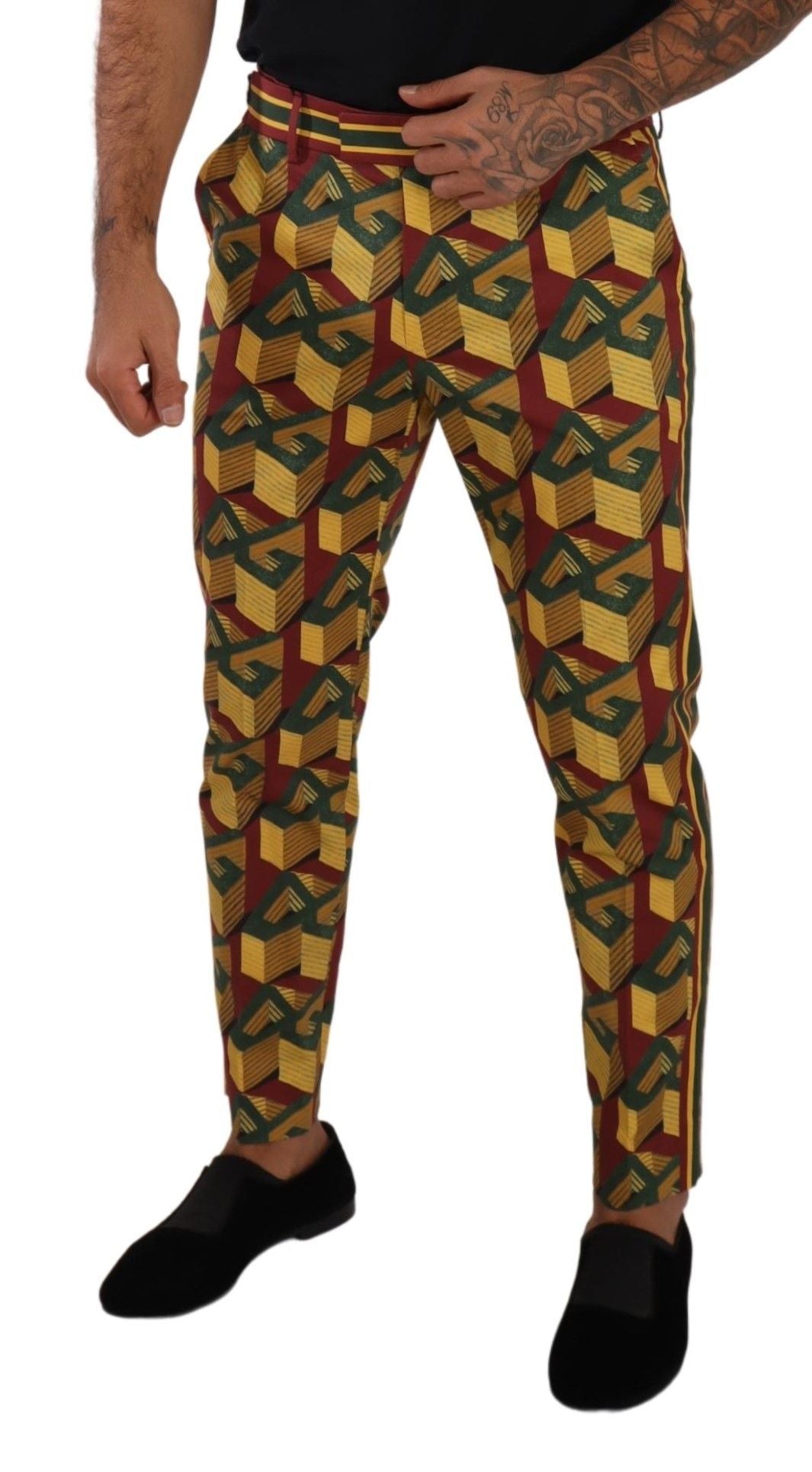 Pantalones elegantes de corte cónico multicolor para hombre