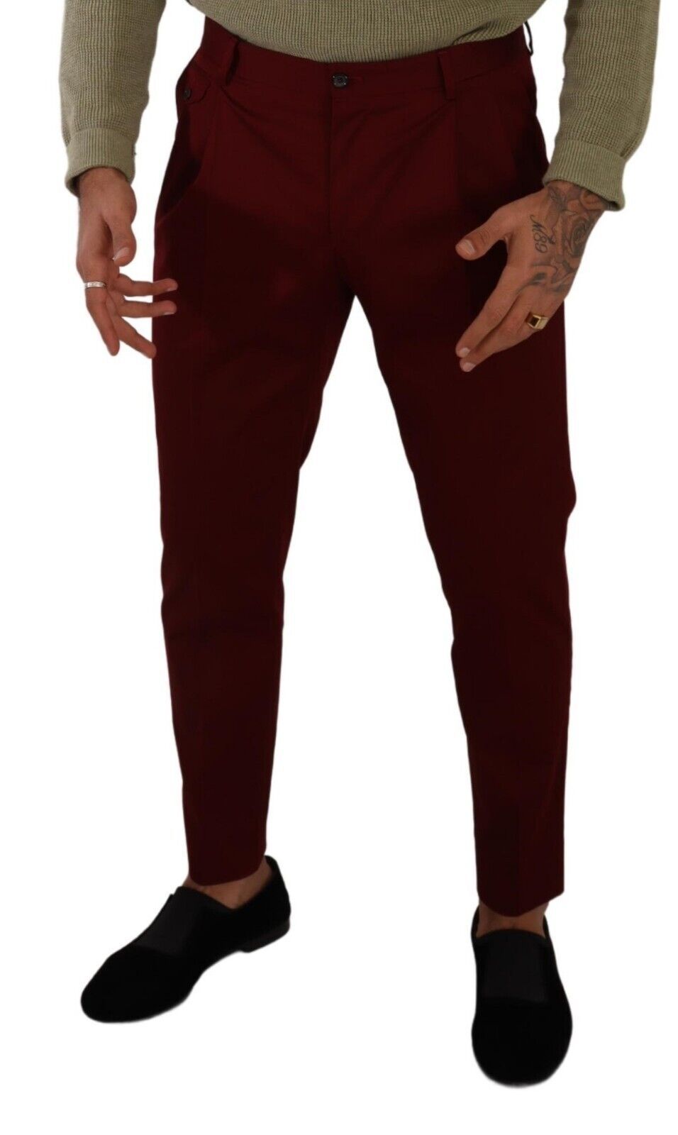 Chinos elegantes de vestir en color rojo oscuro para hombre