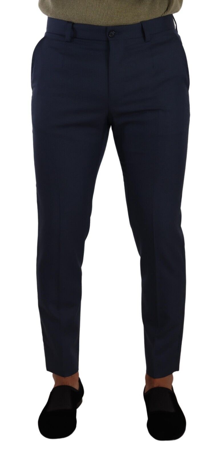 Elegant Dark Blue Slim-Fit Dress Pants